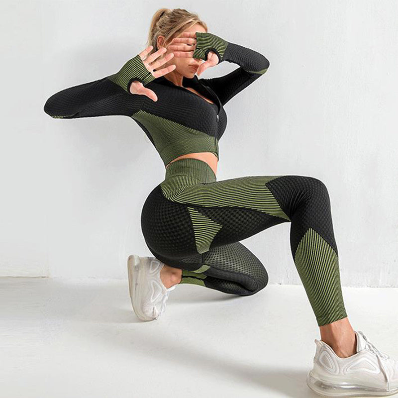 3PCS Yoga Set Seamless Sport Set Women Gym Clothing Leggings Women Crop Top Sports Bra Women Fitness Gym Set Womens Outfits Tracksuit - HD Wireless Product #2