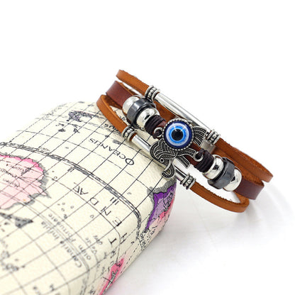 Stainless steel buckle leather bracelet 5316365930135