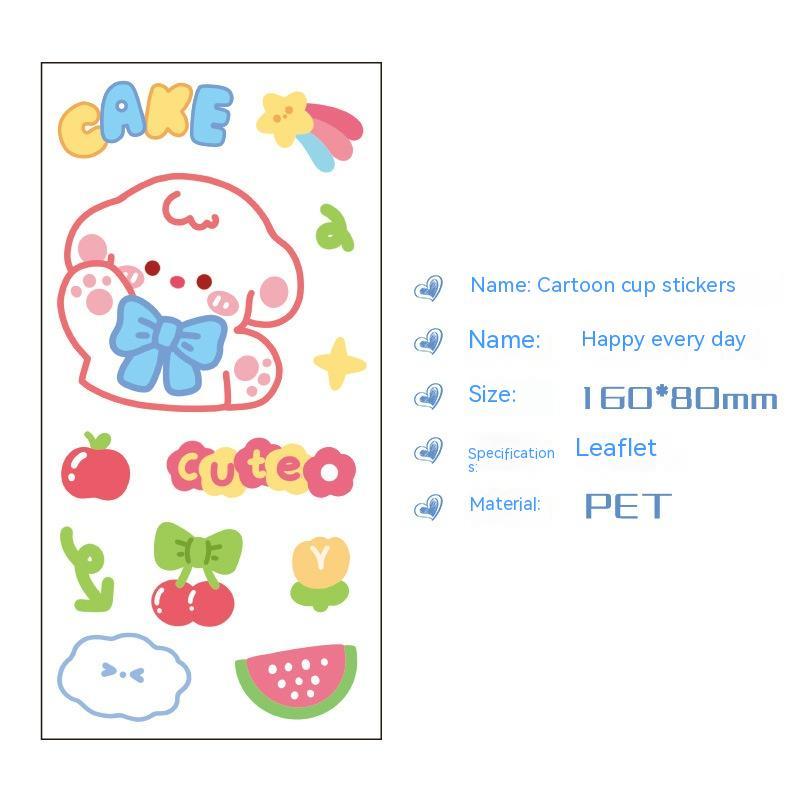 Cute Bear Clear Water Cup Stickers Children's Cartoon Korean Journal Material Mobile Phone Cup Decoration 53189818 19b9 476d 
