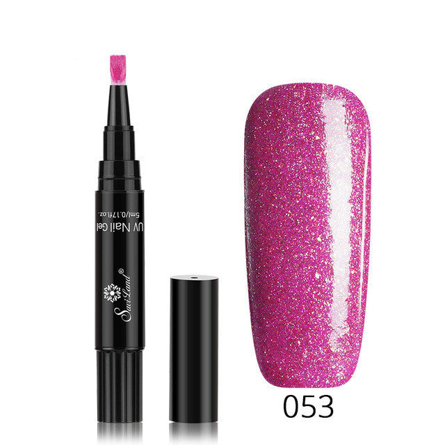 3 In 1 Gel Nail Varnish Pen Glitter One Step Nail Art Gel Polish Hybrid - HD Wireless Product #53