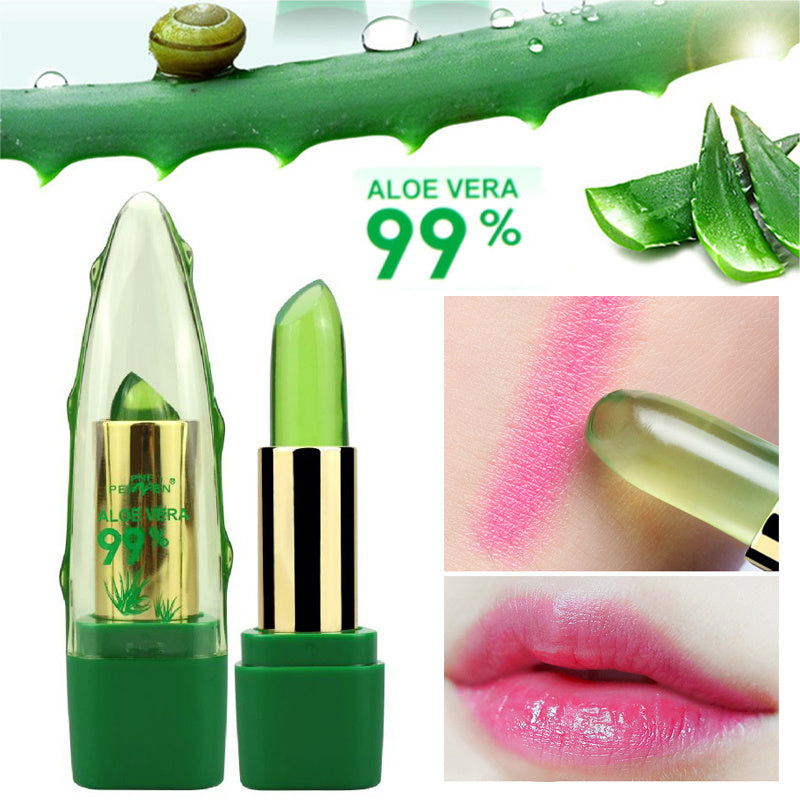 Aloe Vera Gel Color Changing Lipstick Gloss  Moisturizer Anti-drying Desalination Fine-grain Lip Blam Care 5341882638300