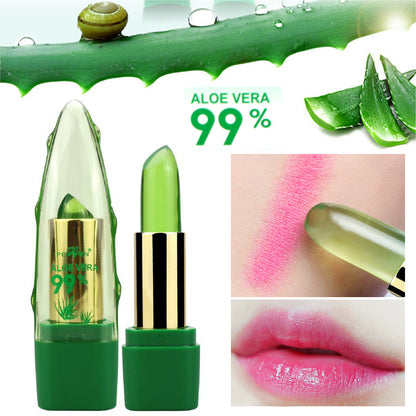 Aloe Vera Gel Color Changing Lipstick Gloss  Moisturizer Anti-drying Desalination Fine-grain Lip Blam Care 5341882638300