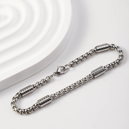 Men's Square Pearl Tube Chain Stainless Steel Bracelet 5344f020 1147 4615 a441 5167014699c2