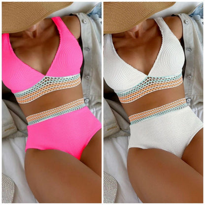 High Waist Split Bikini Solid Color 53466d5a 3199 43db a788 9f25edff742f