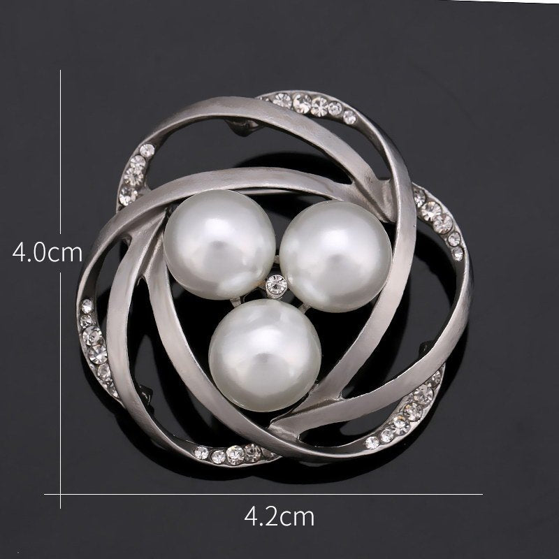 Rhinestone Pearl Brooch Pin 535886795161