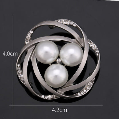 Rhinestone Pearl Brooch Pin 535886795161