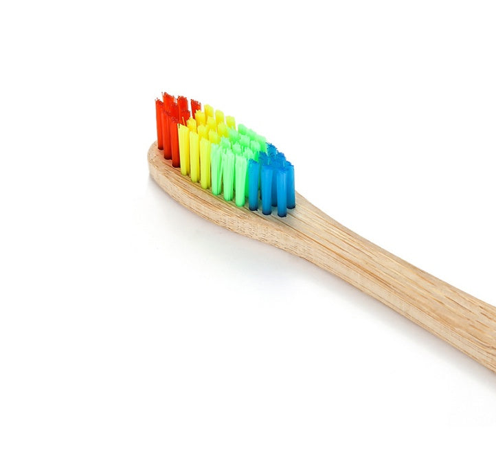 Bamboo toothbrush rainbow bamboo toothbrush colorful bamboo toothbrush environmental protection bamboo handle toothbrush 5358