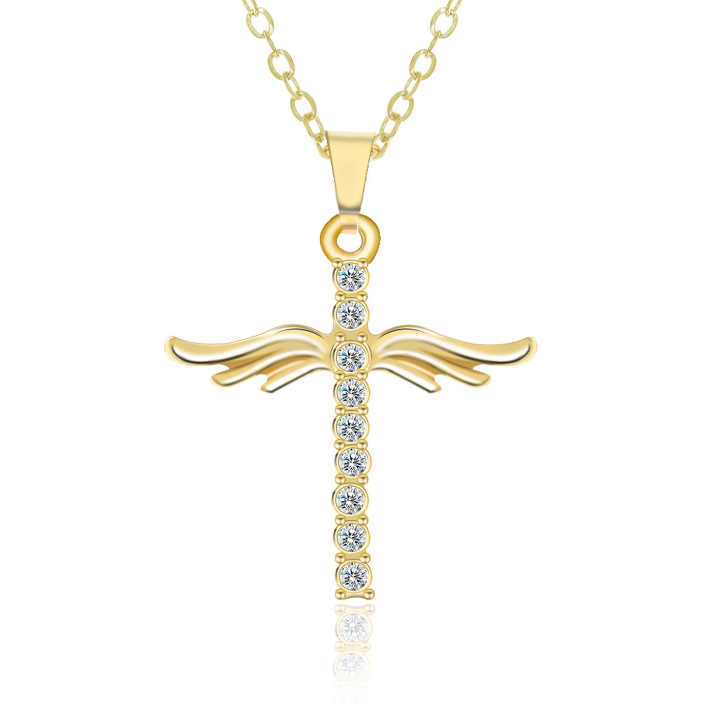 Angel Wings Cross Pendant Necklace For Woman With O Type Stainless Steel Chain Necklace Jewelry Gift 5361d822 8513 424a 91f6 