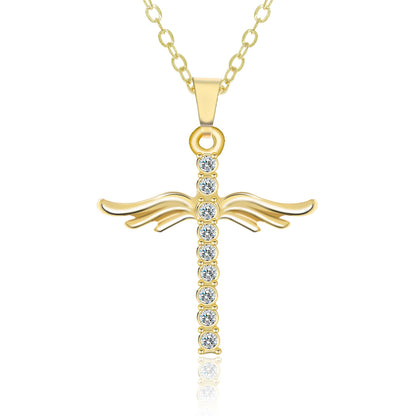 Angel Wings Cross Pendant Necklace For Woman With O Type Stainless Steel Chain Necklace Jewelry Gift 5361d822 8513 424a 91f6 