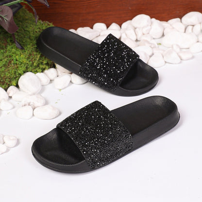 Hot Sale Women's Crystal Light Black And Silver Slippers 53639db4 b429 4d99 8b0d b4dc637fef6f