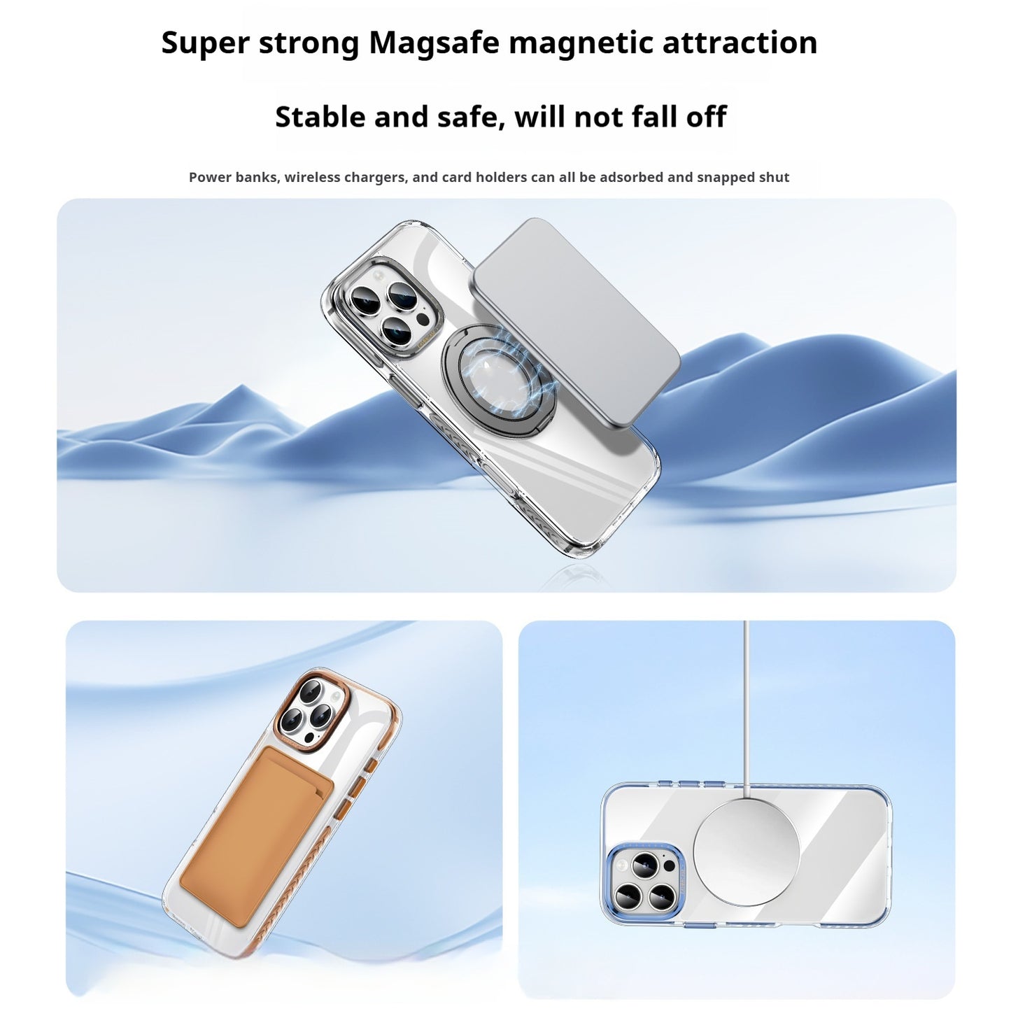 Phone Case Transparent 360 Magnetic Rotating Bracket Drop-resistant - 图片 4