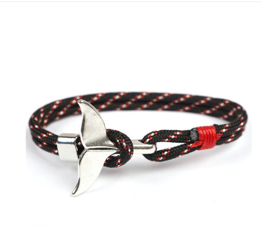 Anchor whale tail umbrella rope handmade couple bracelet 5370786198753