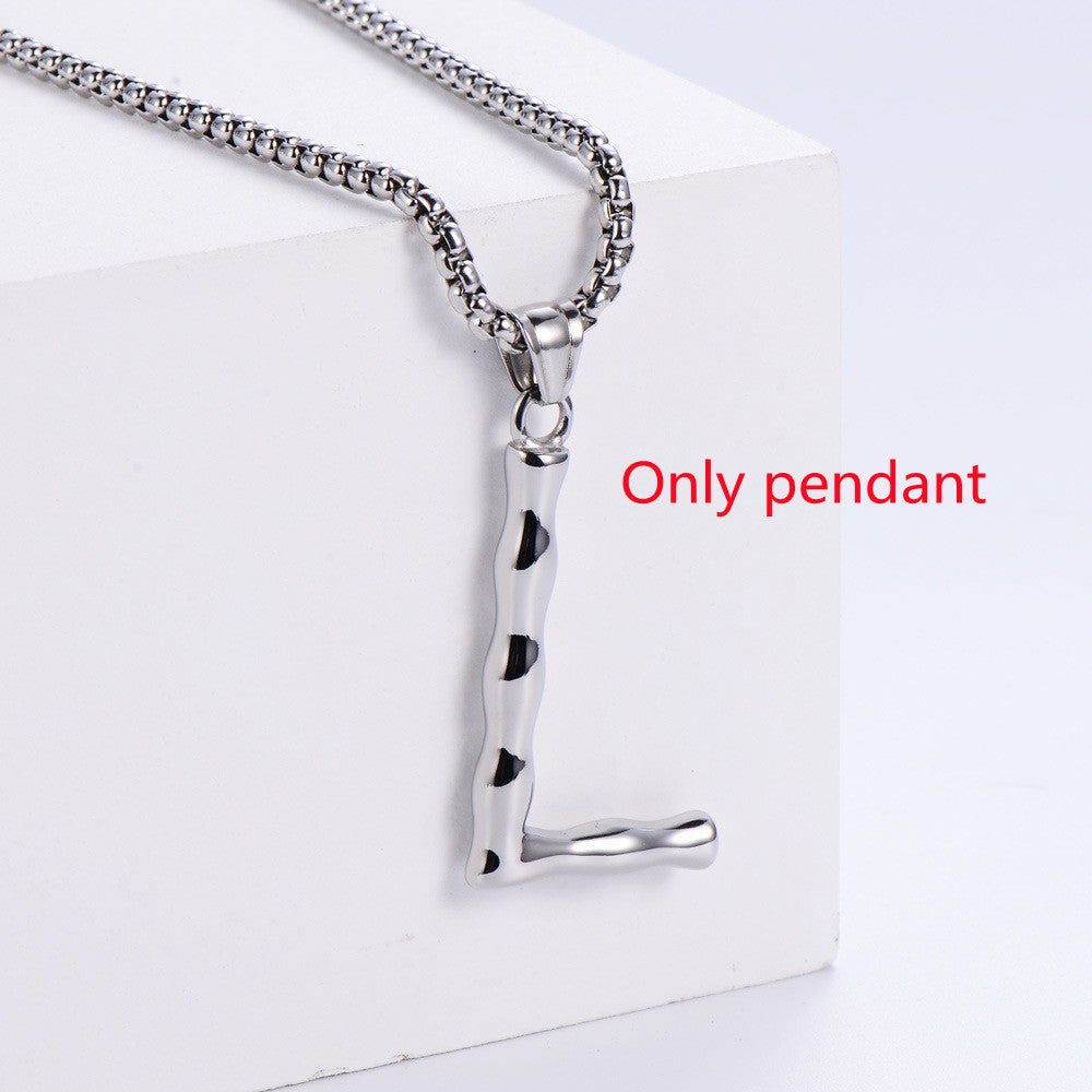 Three-dimensional 26 English Letter Pendant Necklace Fashion Jewelry Titanium Steel Couple Ornament 537adae7 e14a 4af0 b506 0