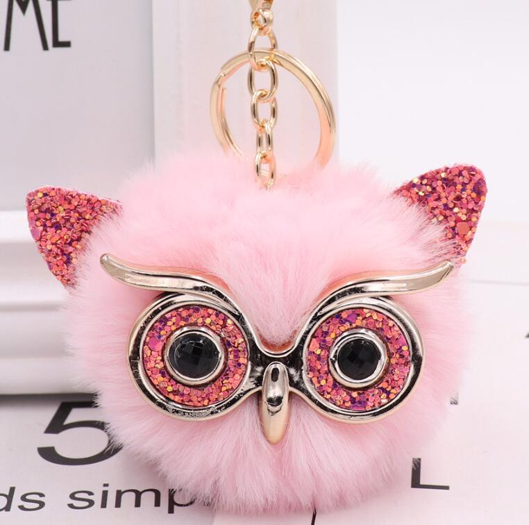 Lovely Owl Plush Doll Kids Favors Fur Ball Key Chain 5388434596521