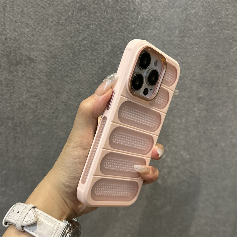 Breathable Heat Dissipation Mesh Case For ApplePhone 15 14 13 12 11 Pro Max Plus Matte Cooling Metal Lens Ring Hard Bumper Co