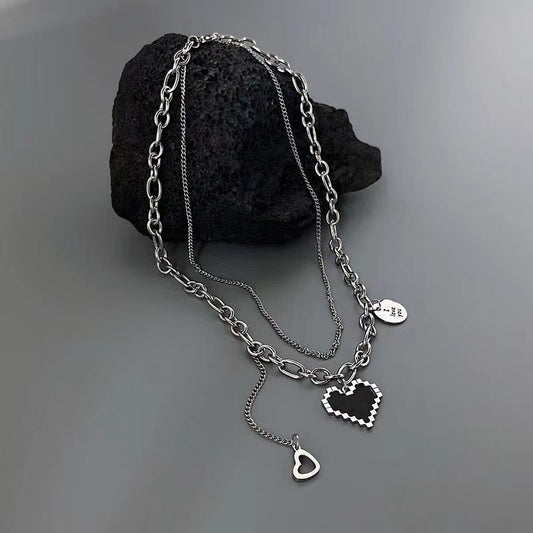 Fashion Double-layer Titanium Steel Necklace For Women 539b473a 477d 46a2 bdfc 9d024da3777d