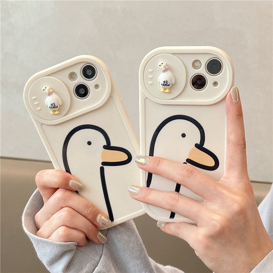 Duck Pattern Sliding Window Silicone Mobile Phone Case 53f4f434 06d4 4dee ae9b c6fe1edac48d