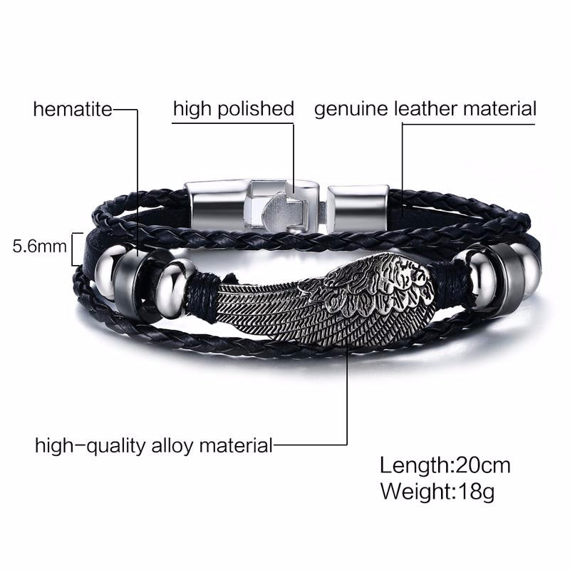 Alloy lucky figure 8 leather bracelet 540105939463