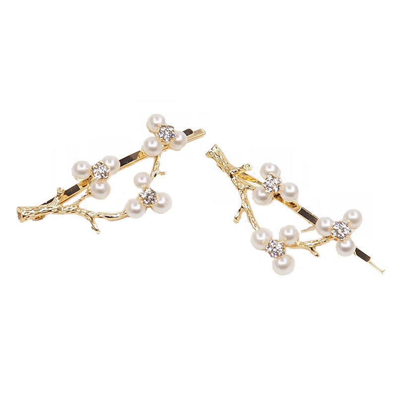 Pearl Zircon Plum Blossom Branch Bangs Clip 5406040896957