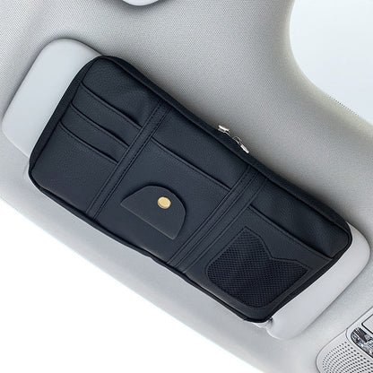 Car Sun Visor Organizer Storage Holder Full Leather Wrap 5444933428632
