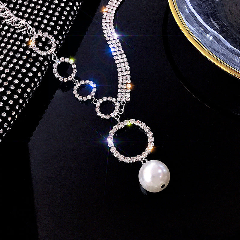 European And American Style Temperament Full Diamond Ring Pearl Necklace 54452fa1 3ed6 49d9 9693 84150511952c