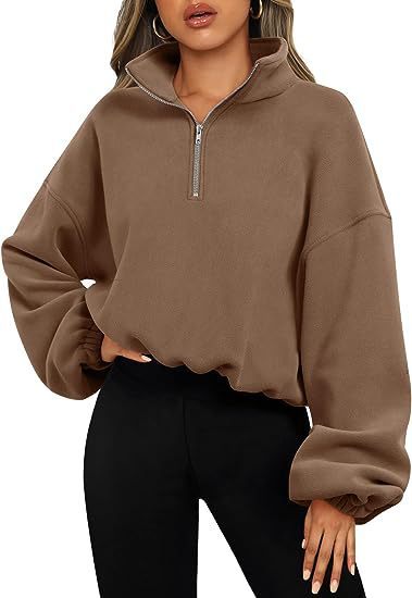 Loose Sport Pullover Hoodie Women Winter Solid Color Zipper Stand Collar Sweatshirt Thick Warm Clothing 54564f21 7d2e 4b7e 99