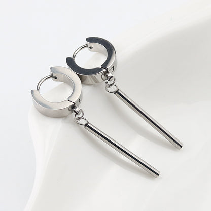 Hip Hop Round Bar Pendant European And American Stainless Steel Earring Ear Clip 54592212 921f 49e8 8618 55b8bb88a100
