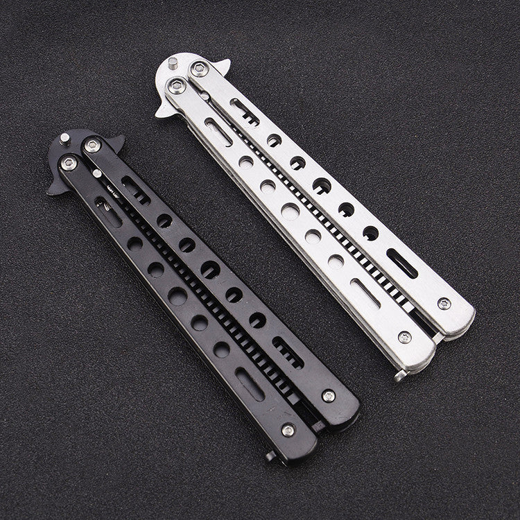Outdoor Foldable Comb Stainless Steel Practice Training Butterfly Knife Comb Beard Moustache Brushe Salon Hairdressing Hair S
