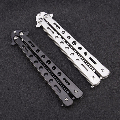 Outdoor Foldable Comb Stainless Steel Practice Training Butterfly Knife Comb Beard Moustache Brushe Salon Hairdressing Hair S