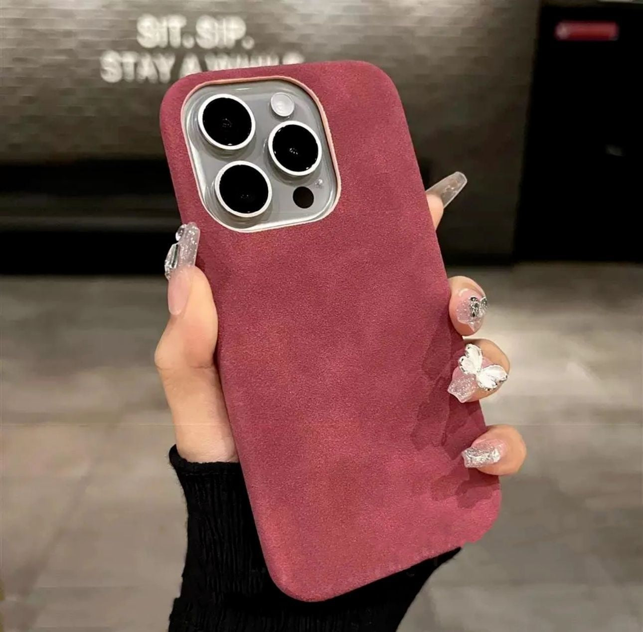 New High-grade Solid Color Suede Phone Case - 图片 8