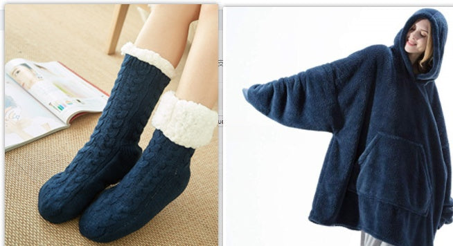 Hoodie Sweatshirt With Big Pocket Tops Sweater Comfortable Loose Double-Sided Fleece Thicker Wearable Blanket 54a96b89 8e50 4