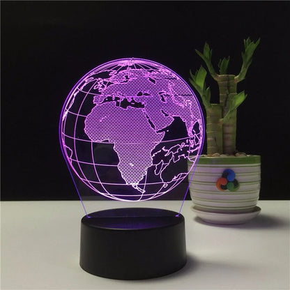 مصباح طاولة كروي ثلاثي الأبعاد مزود بمنفذ USB ليلي، RGB، إبداعي
