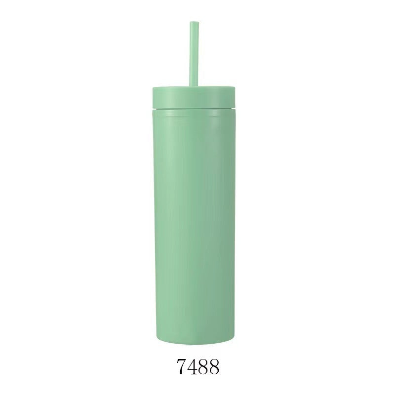 Double Layer AS Plastic Straight Body Multicolor Frosted Straw Cup 54d2276b cd56 481c 8339 073c94269b2d