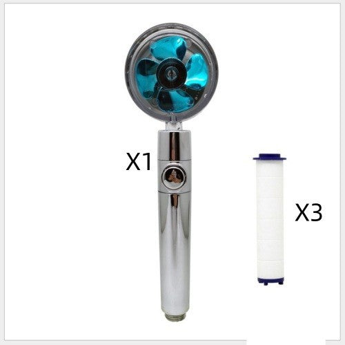 Propeller Driven Shower Head With Stop Button And Cotton Filter Turbocharged High Pressure Handheld Shower Nozzle 54f9cb8c 93