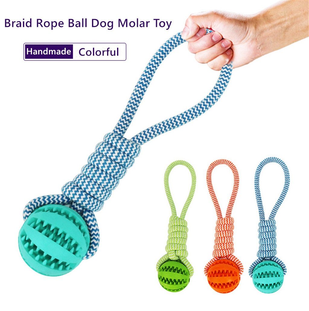 Dog Toys Balls Interactive Treat Rope Rubber Leaking Balls For Small Medium Dogs Chewing Bite Resistant Pet Tooth Cleaning 55
