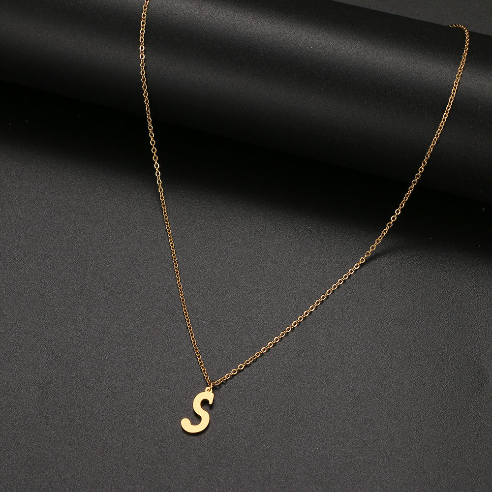 Stainless Steel Accessories Clavicle Chain European And American Titanium Steel Simple 26 English Letter Necklace Female 5523