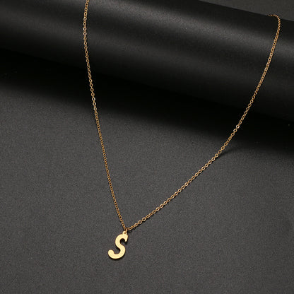 Stainless Steel Accessories Clavicle Chain European And American Titanium Steel Simple 26 English Letter Necklace Female 5523