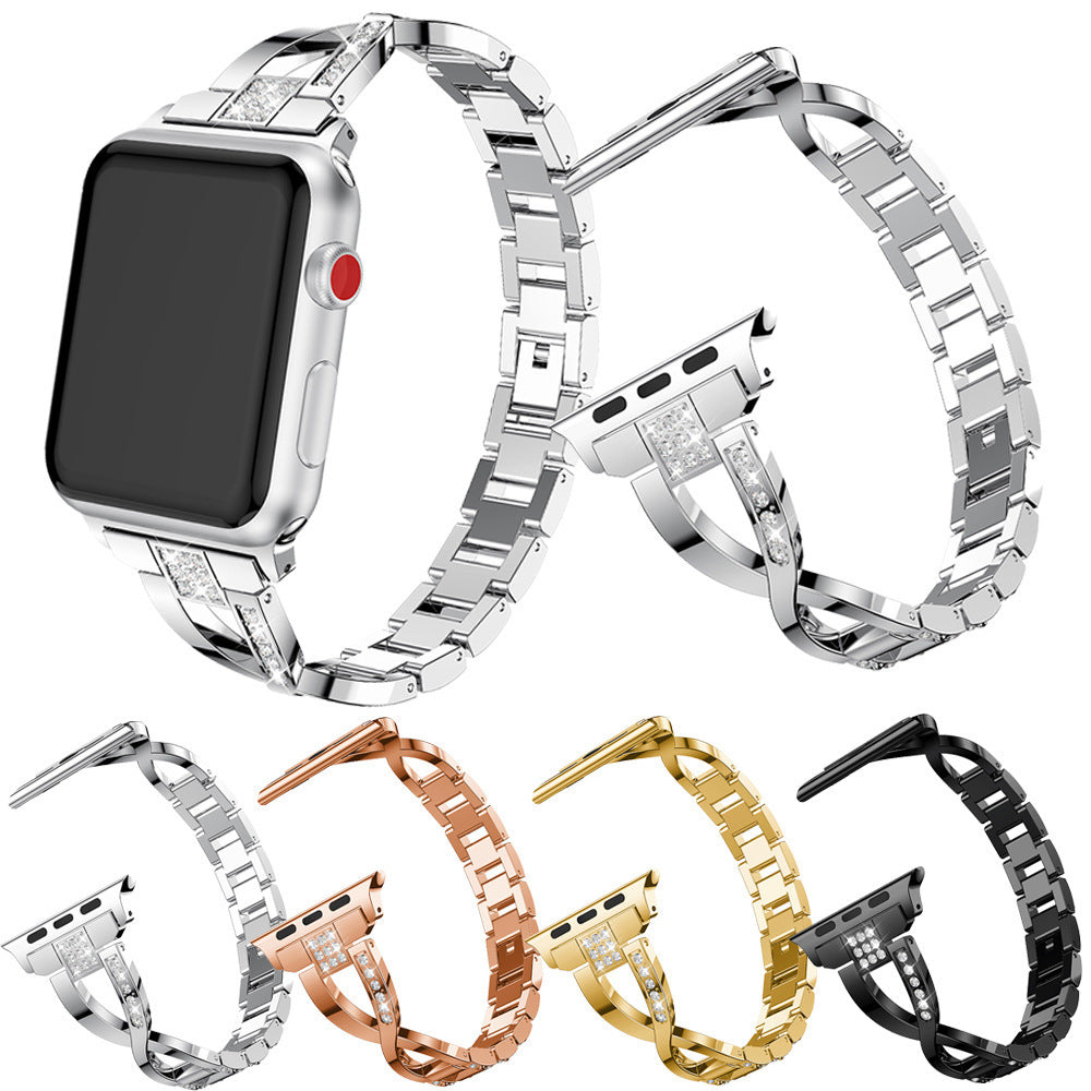 X-shaped Chain Metal Diamond Watch Band 555d204e 1854 4480 95c3 bfa9ed2efe22