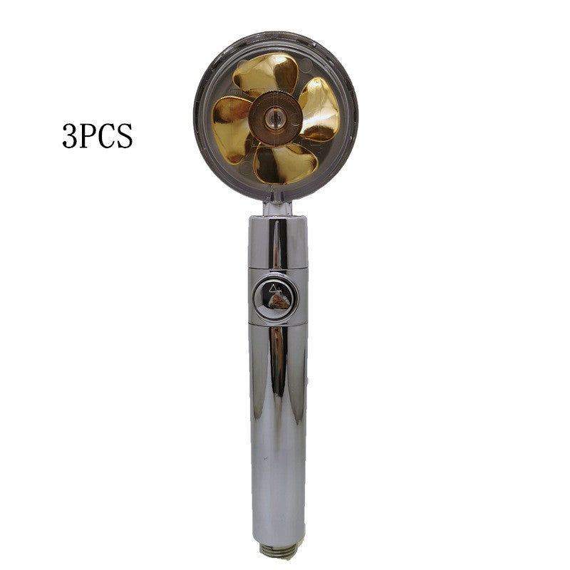 Propeller Driven Shower Head With Stop Button And Cotton Filter Turbocharged High Pressure Handheld Shower Nozzle 5573e447 e8