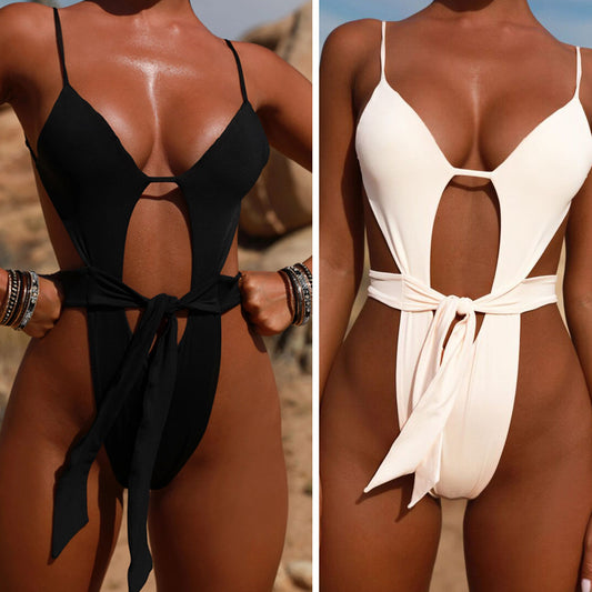 Sexy  bikini  back strap solid color swimsuit 5574224413887