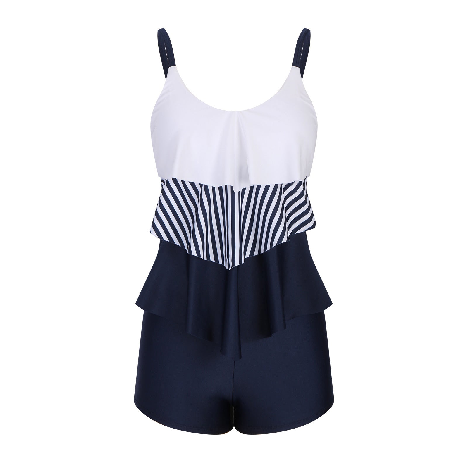 Ladies Conservative Stripe Boyshorts Split Fashion Swimsuit 557c6a65 e90d 4436 bf39 9c6bc4e2b4cb