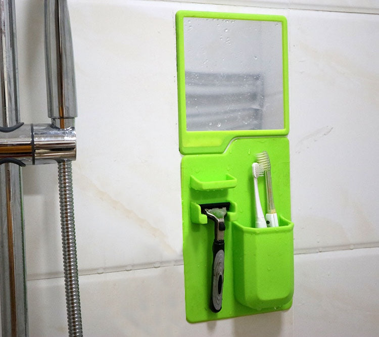 Multi-functional Silicone Toothbrush Holder Mighty Wall Mirror Suction Toothpaste Storage Holder Bathroom Organizer For Showe