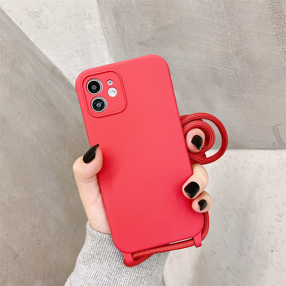 Simple Solid Color Messenger Lanyard Liquid Silicone Fine Hole Mobile Phone Case 55866288 c0ef 4a72 88a8 e106810ac614