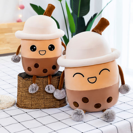 Simulation Milk Tea Cup Cute Expression Pillow Plush Toys 558723569627
