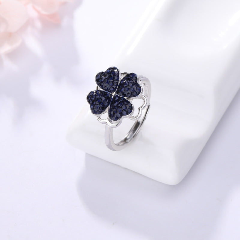 Sterling Silver Double-sided Four-leaf Clover Can Be Opened And Closed, A Double-wearing Clavicle Chain 558ef3f4 49c9 440d ba