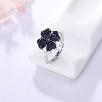 Sterling Silver Double-sided Four-leaf Clover Can Be Opened And Closed, A Double-wearing Clavicle Chain 558ef3f4 49c9 440d ba