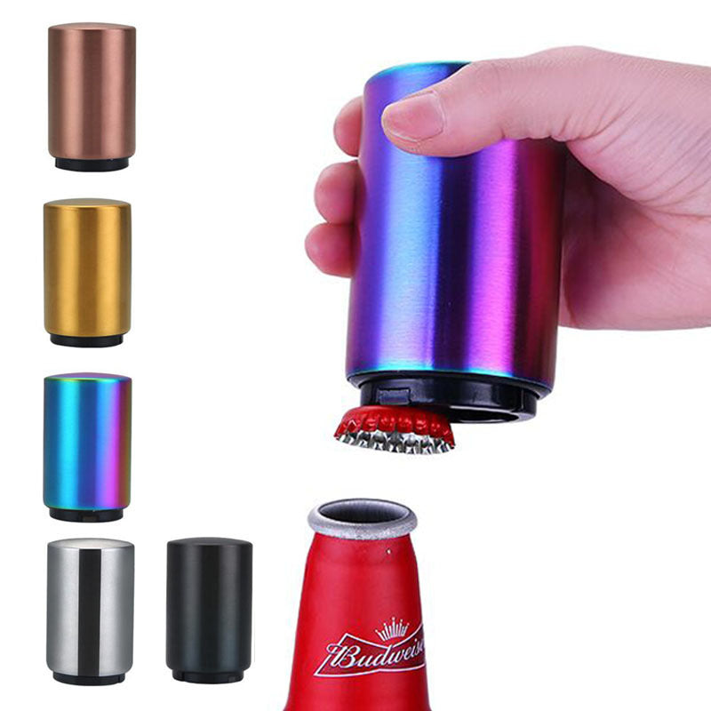 Portable Magnetic Automatic Beer Bottle Opener Bar Accessories Decor Stainless Steel Wine Can Openers with Brushed Metal 5595