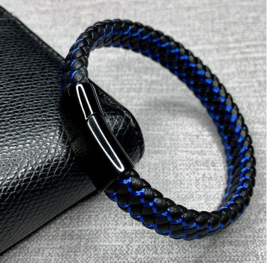 Bracelet foreign trade e-commerce trend tide section does not package explosion models men's bracelets microfiber leather bra