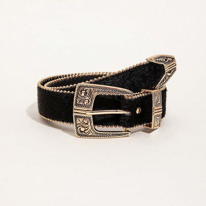 Retro Pattern PU Belt Western Style Women's Belt 5599ee54 ac5e 4bd3 b709 0ec1d9a503e6