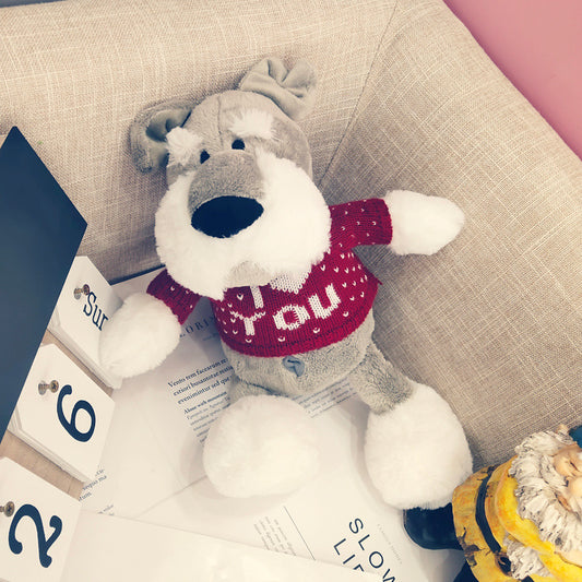 Schnauzer doll cute ins plush toy puppy husky doll 561380890261